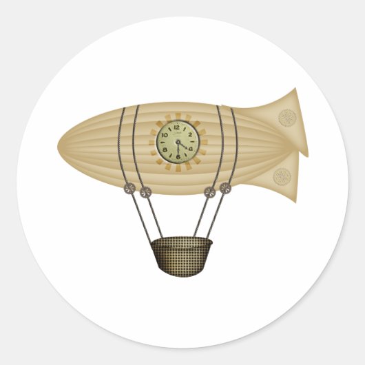 Steampunk-Zeppelin-Luftschiff Runder Aufkleber (Vorderseite)