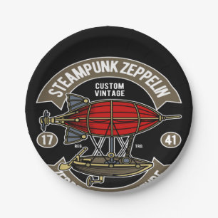 Steampunk Zeppelin Pappteller