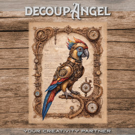 Steampunkagei auf Pergament - Decopage - Seidenpapier