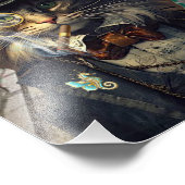 Steampunkatze in Uhrturmposter Fotodruck (Ecke)