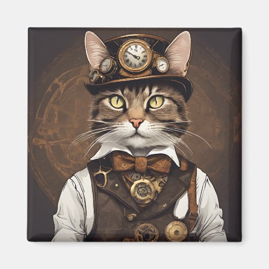 Steampunkatze Magnet (Vorne)
