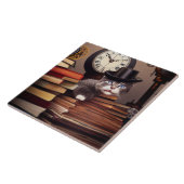 Steampunkatze mit Keramik Tile Fliese (Seite)