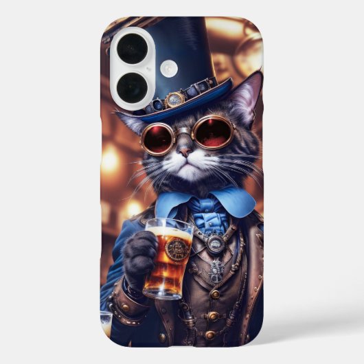 Steampunkatze mit Oberhut und Bierdeckel Case-Mate iPhone Hülle (Rückseite)