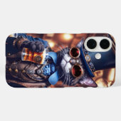 Steampunkatze mit Oberhut und Bierdeckel Case-Mate iPhone Hülle (Rückseite (Horizontal))