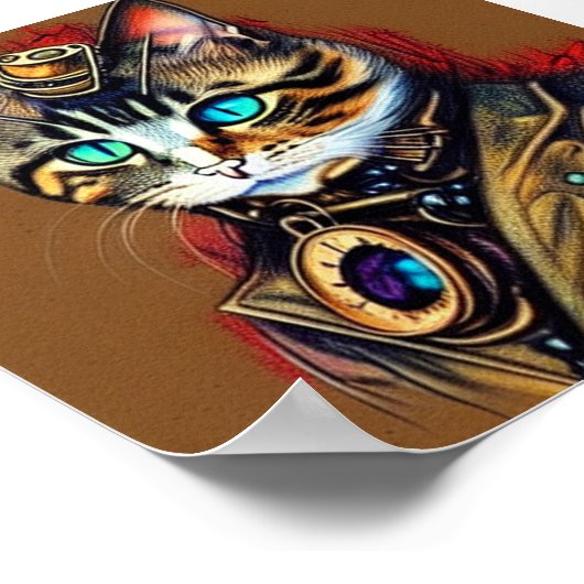 Steampunkatze Poster (Ecke)