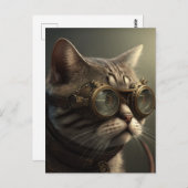 Steampunkatze Postkarte (Vorne/Hinten)