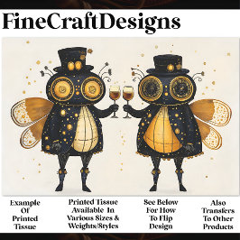 Steampunkbienen Toasting mit Wein AM8 Decoupage Seidenpapier