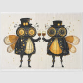Steampunkbienen Toasting mit Wein AM8 Decoupage Seidenpapier (Vorderseite)