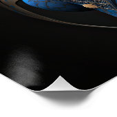 Steampunkblau-Drache mit Metalwigne KI Kunst Poster (Ecke)