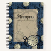 Steampunkblau-gotische Uhren und Schädel Notizblock (Vorderseite)