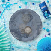 Steampunkblau Pappteller (Party)