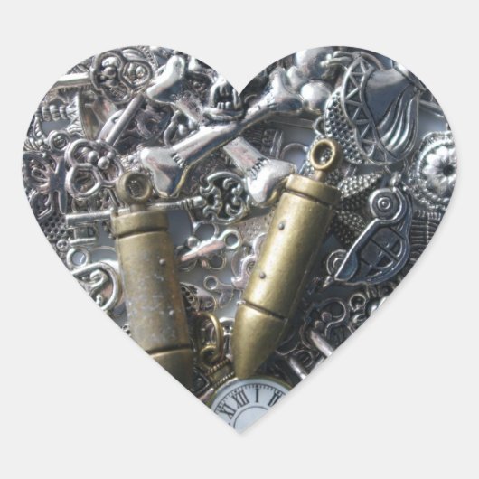 Steampunkcharms Herz-Aufkleber (Vorderseite)