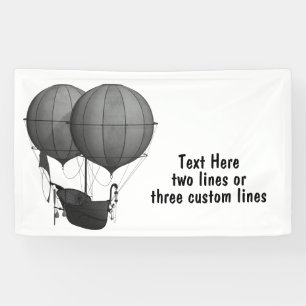 Steampunkdesign Schwarz-Weiß-Flying-Maschine Banner