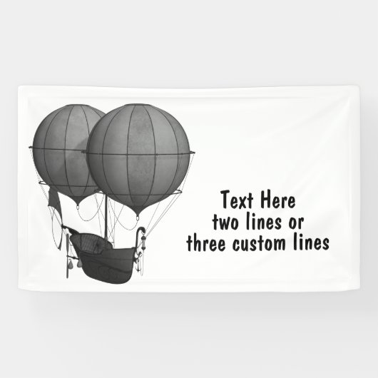 Steampunkdesign Schwarz-Weiß-Flying-Maschine Banner (Horizontal)