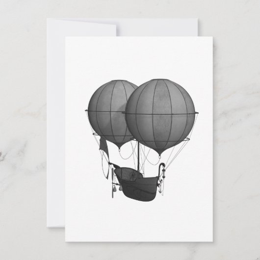 Steampunkdesign Schwarz-Weiß-Flying-Maschine Dankeskarte (Vorderseite)