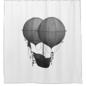 Steampunkdesign Schwarz-Weiß-Flying-Maschine Duschvorhang (Vorderseite)