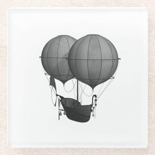 Steampunkdesign Schwarz-Weiß-Flying-Maschine Glasuntersetzer (Vorderseite)