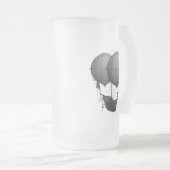 Steampunkdesign Schwarz-Weiß-Flying-Maschine Mattglas Bierglas (VorderseiteRechts)