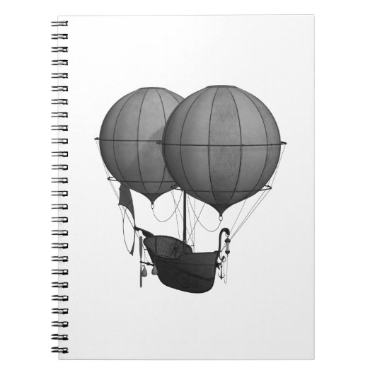 Steampunkdesign Schwarz-Weiß-Flying-Maschine Notizblock (Vorderseite)
