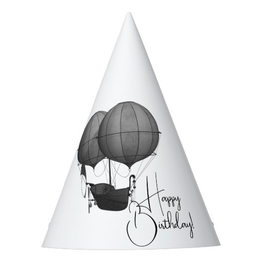 Steampunkdesign Schwarz-Weiß-Flying-Maschine Partyhütchen (Vorderseite)