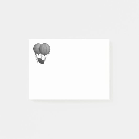 Steampunkdesign Schwarz-Weiß-Flying-Maschine Post-it Klebezettel (Vorderseite)