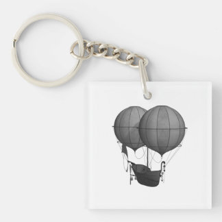 Steampunkdesign Schwarz-Weiß-Flying-Maschine Schlüsselanhänger