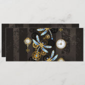 Steampunkdrachenfliegen auf braunem, gestreiften H Ankündigung (Vorne/Hinten)