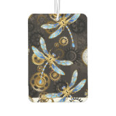 Steampunkdrachenfliegen auf braunem, gestreiften H Autolufterfrischer (Rückseite)