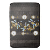 Steampunkdrachenfliegen auf braunem, gestreiften H Badematte (Vorderseite Vertikal)