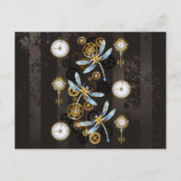 Steampunkdrachenfliegen auf braunem, gestreiften H