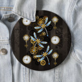 Steampunkdrachenfliegen auf braunem, gestreiften H Button (Beispiel)