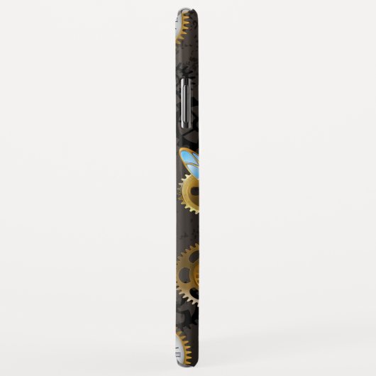 Steampunkdrachenfliegen auf braunem, gestreiften H Case-Mate iPhone Hülle (Hinten/Rechts)