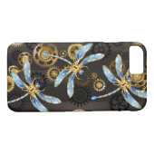 Steampunkdrachenfliegen auf braunem, gestreiften H Case-Mate iPhone Hülle (Rückseite (Horizontal))