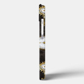 Steampunkdrachenfliegen auf braunem, gestreiften H Case-Mate iPhone Hülle (Rückseite / Links)