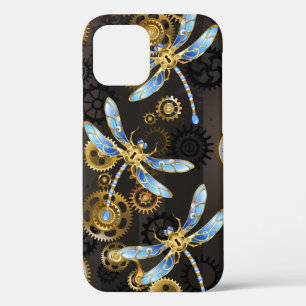 Steampunkdrachenfliegen auf braunem, gestreiften H Case-Mate iPhone Hülle