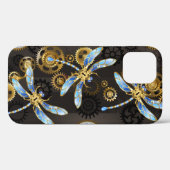 Steampunkdrachenfliegen auf braunem, gestreiften H Case-Mate iPhone Hülle (Rückseite (Horizontal))