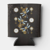 Steampunkdrachenfliegen auf braunem, gestreiften H Dosenkühler (Vorderseite)