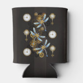 Steampunkdrachenfliegen auf braunem, gestreiften H Dosenkühler (Rückseite)