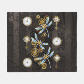 Steampunkdrachenfliegen auf braunem, gestreiften H Fleecedecke (Vorderseite (Horizontal))