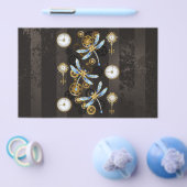 Steampunkdrachenfliegen auf braunem, gestreiften H Flyer (Einzeln)