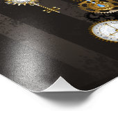 Steampunkdrachenfliegen auf braunem, gestreiften H Fotodruck (Ecke)