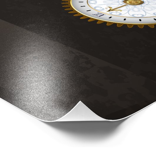 Steampunkdrachenfliegen auf braunem, gestreiften H Fotodruck (Ecke)