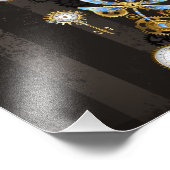 Steampunkdrachenfliegen auf braunem, gestreiften H Fotodruck (Ecke)