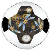 Steampunkdrachenfliegen auf braunem, gestreiften H Fußball (Gedreht)