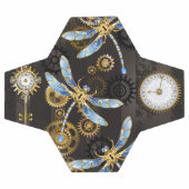 Steampunkdrachenfliegen auf braunem, gestreiften H Fußball (Flach)