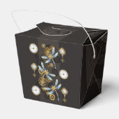 Steampunkdrachenfliegen auf braunem, gestreiften H Geschenkschachtel (Rückseite)