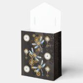 Steampunkdrachenfliegen auf braunem, gestreiften H Geschenkschachtel (Geöffnet)