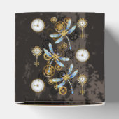 Steampunkdrachenfliegen auf braunem, gestreiften H Geschenkschachtel (Oben)