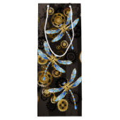 Steampunkdrachenfliegen auf braunem, gestreiften H Geschenktüte Für Weinflaschen (Rückseite)