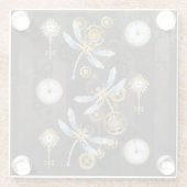 Steampunkdrachenfliegen auf braunem, gestreiften H Glasuntersetzer (Rückseite)